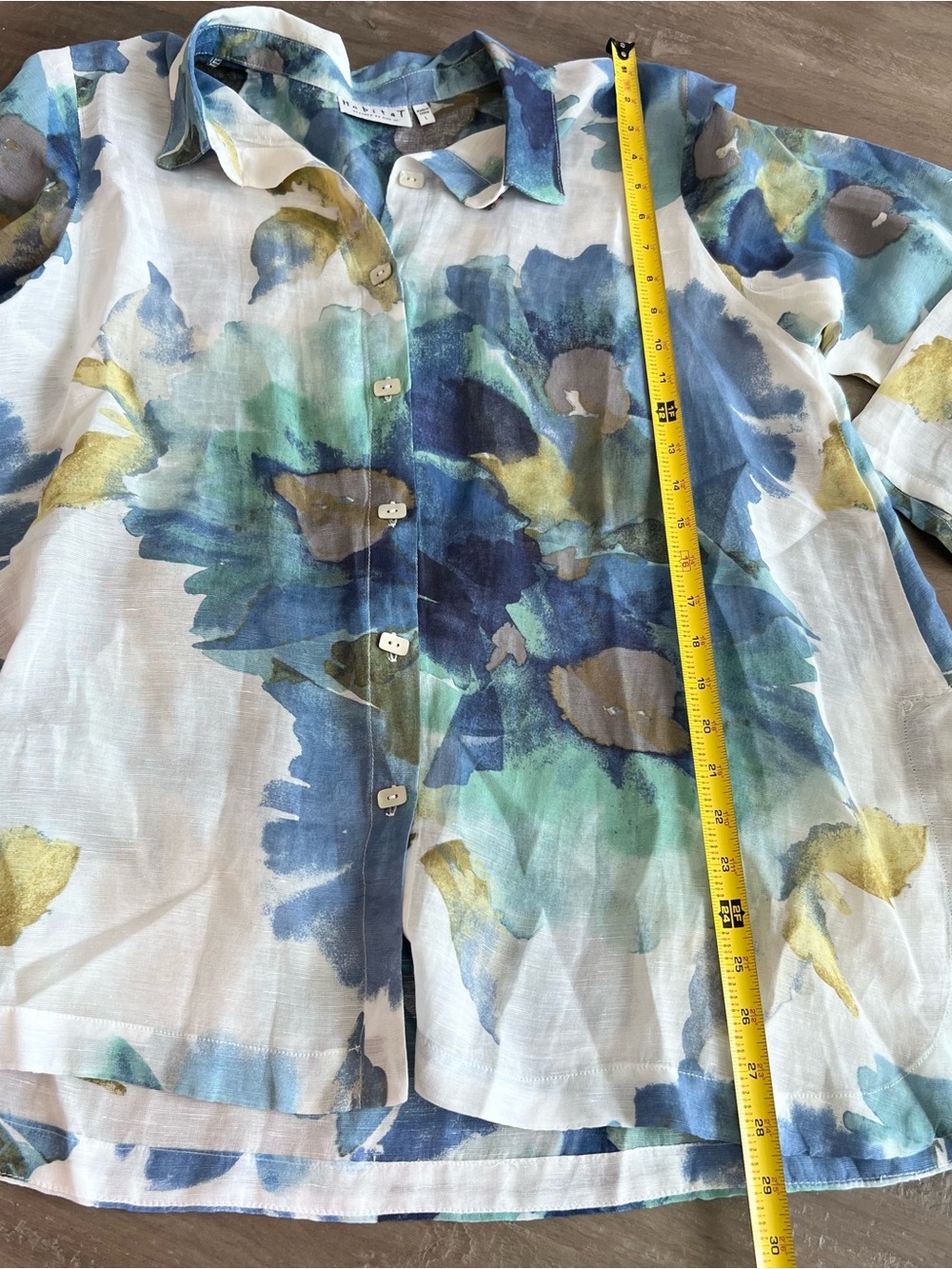NWT Habitat Lagenlook 2 Pc. Button-Front Top with Tank Watercolor Linen Blend LG - Picture 12 of 15
